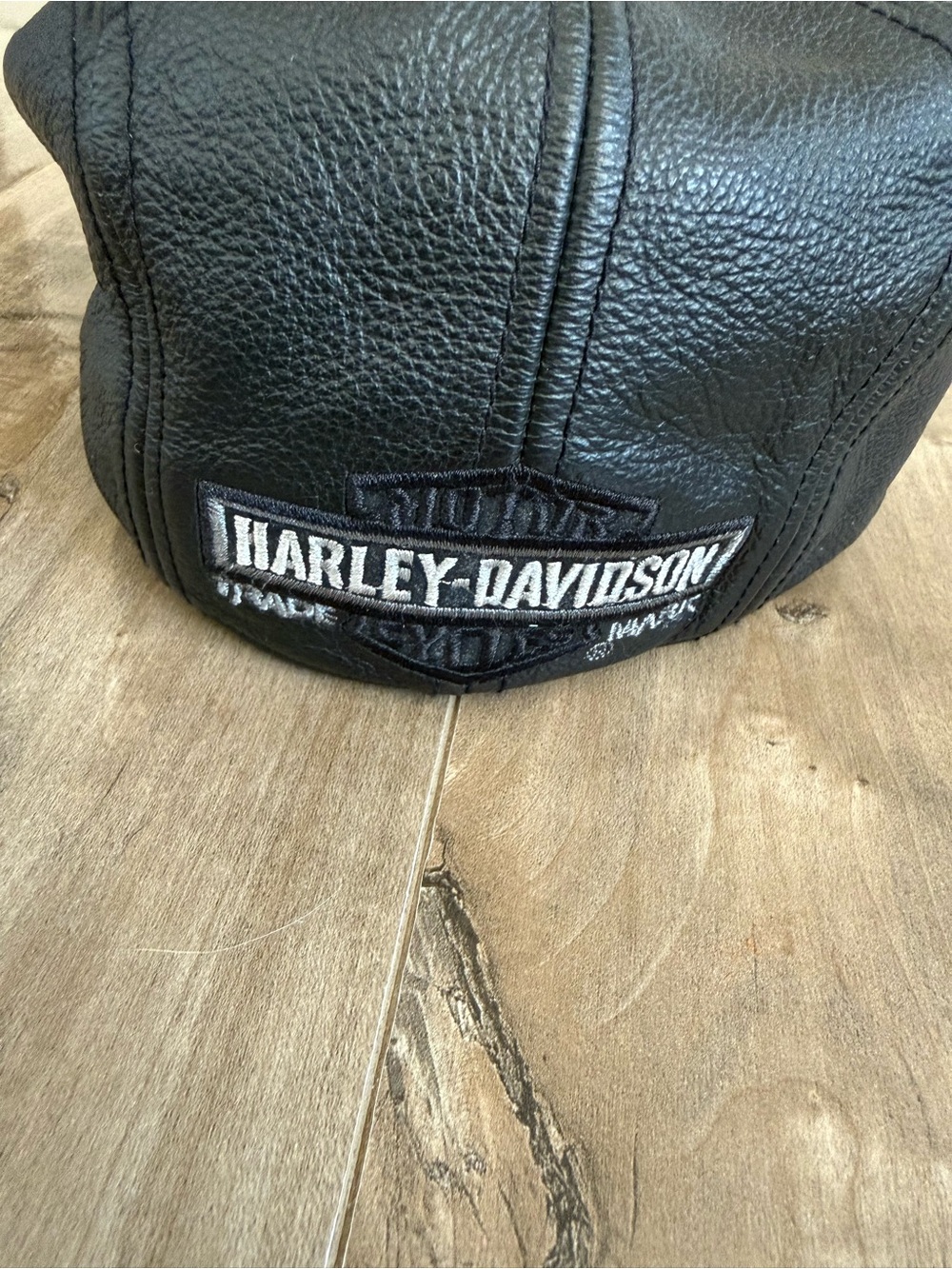 Vintage Harley-Davidson Leather Driving Cap Newsboy Hat Black Large Lined Moto - Picture 4 of 10